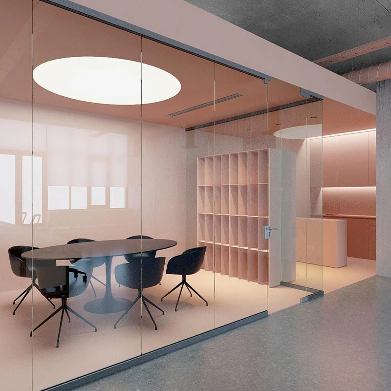 Customized Size Soundproof Aluminum Profile Framing Glass Frameless Office Partition