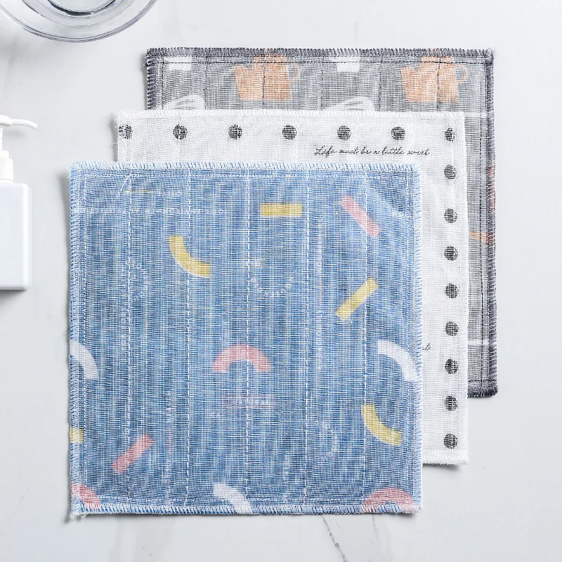 Housework Cleaning Dish Rags Cloth Thick Cotton Yarn Non-sticky Oil Absorbent Scouring Pad Kitchen Cleaning Towels