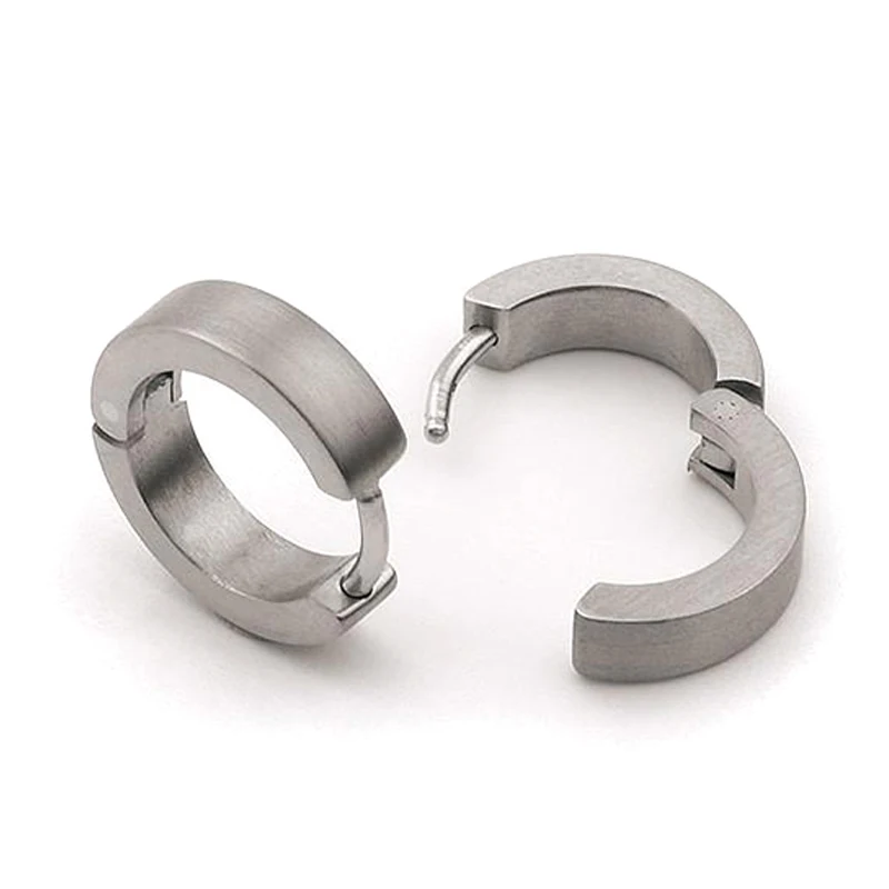 Small Matte Titanium Endless Hoop Earrings Simple Men Women Casual Sporty Stud Earrings Mothers Day Jewelry Gift