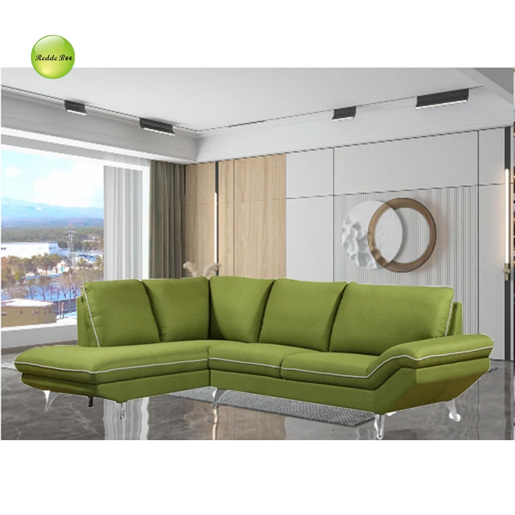 Modern European L Shape Living Room Set Luxury Fabric Sofa Solid Wood Hornbeam from Factory for Villa or Home Use