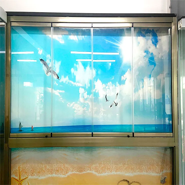 Full open frameless glass sliding window Aluminum accordion patio window