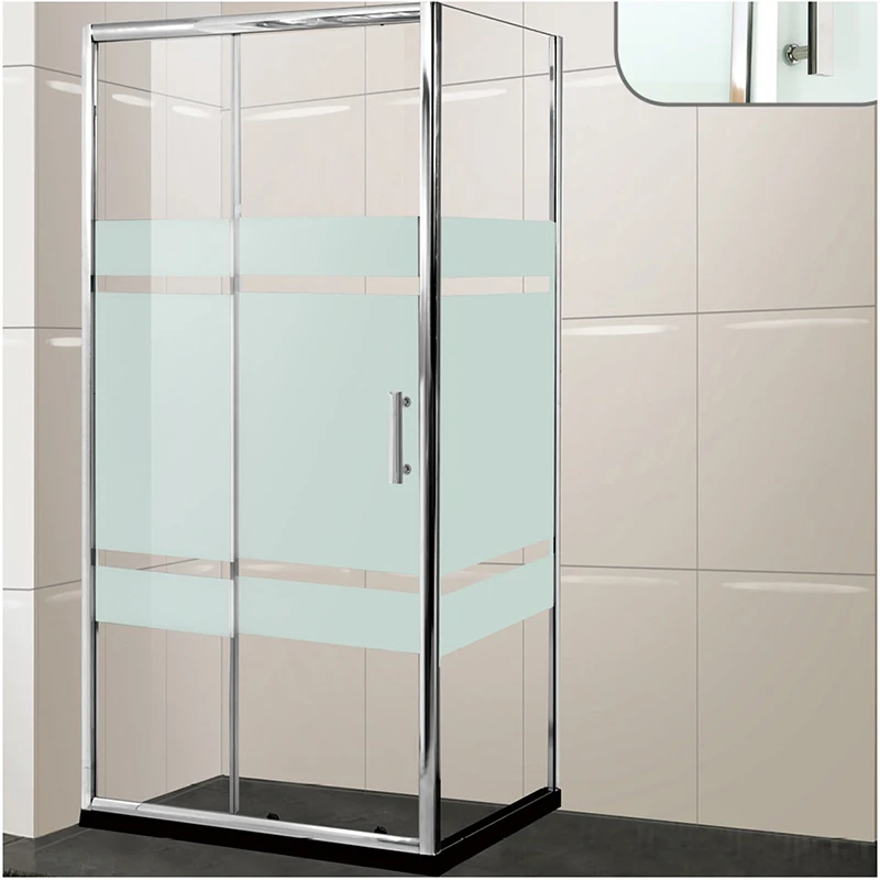 Stand up Inside Moving Shower Door Kit Square Sliding Door Bathroom Glass Rectangle ABS Aluminium Contemporary 6mm 3 Years BAIQI