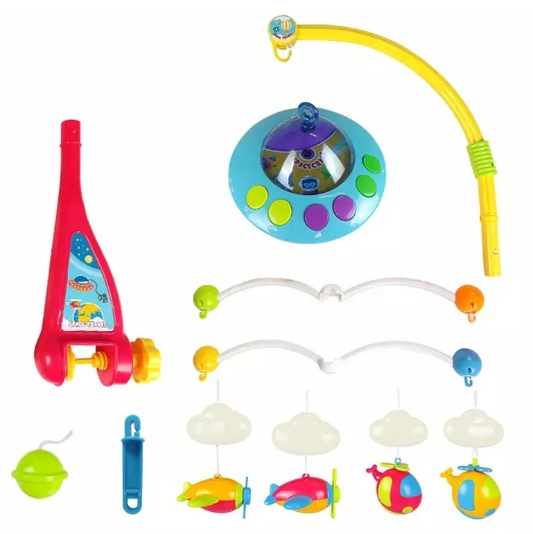 Dropshipping Remote Control Baby Crib Mobile With Lighting And Music Moon And Stars Projection For Infants