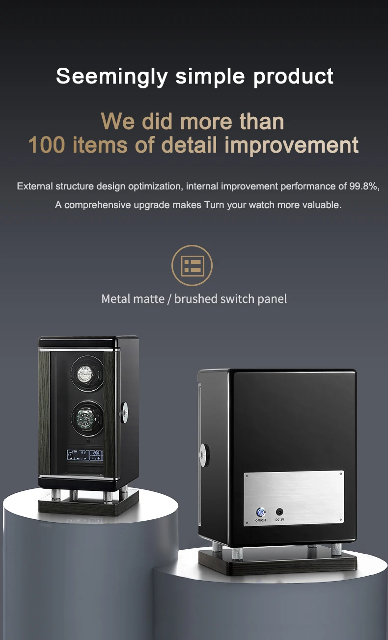 Automatic watch winding fingerprint unlock luxury wood watch storage case Touch control Piano paint back