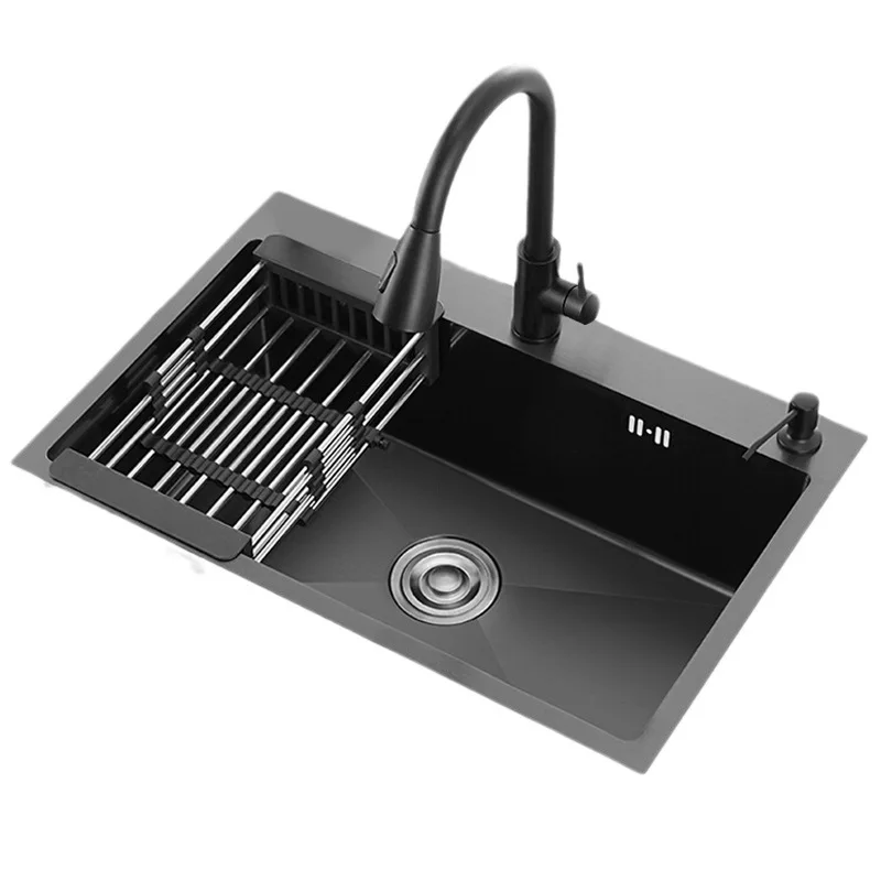 304 stainless steel black nano large single slot kitchen sink