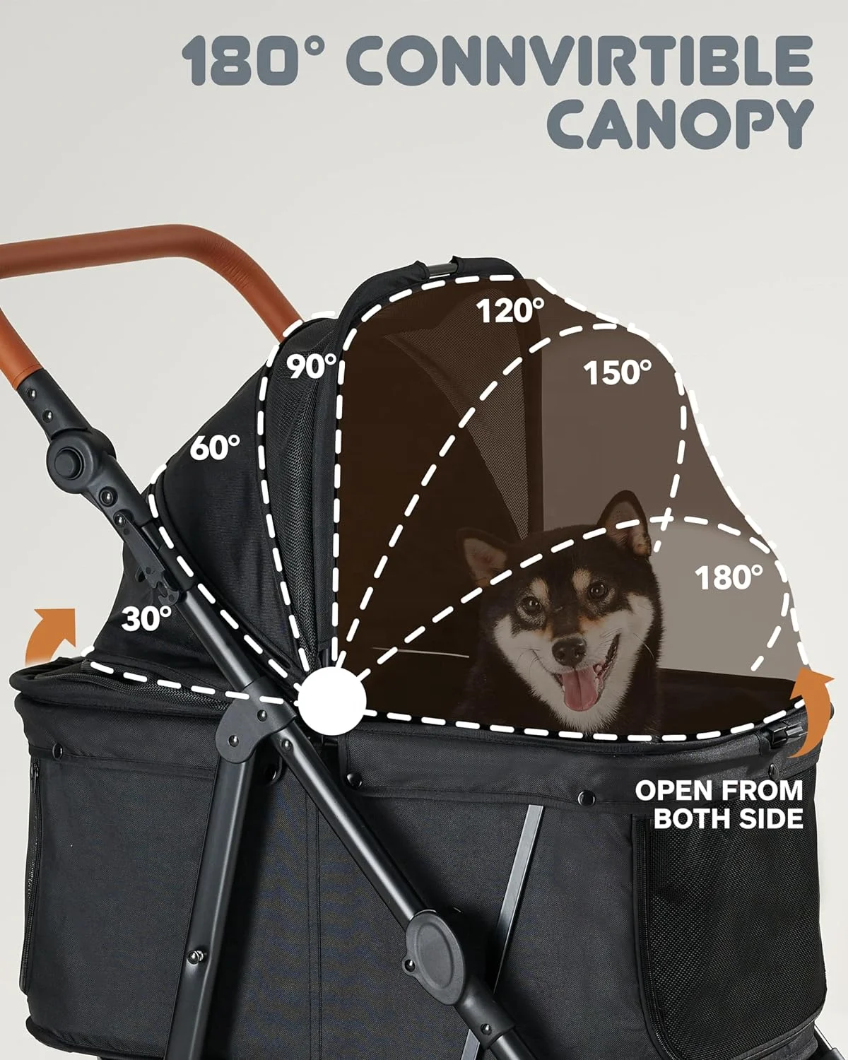 High Quality Aluminum Frame Multi-Functional Pet Stroller for Small Medium-Sized Pets Easy Carry 20KG Bearing Capacity Cats Dogs