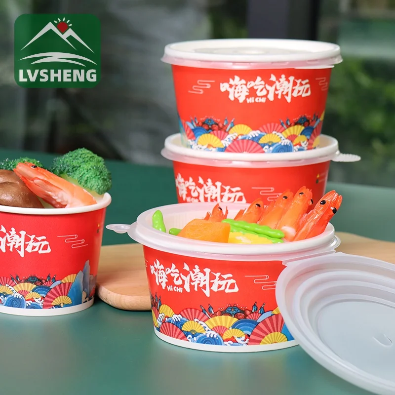 Wholesale food grade disposable kraft recyclable 500 ml paper bowl