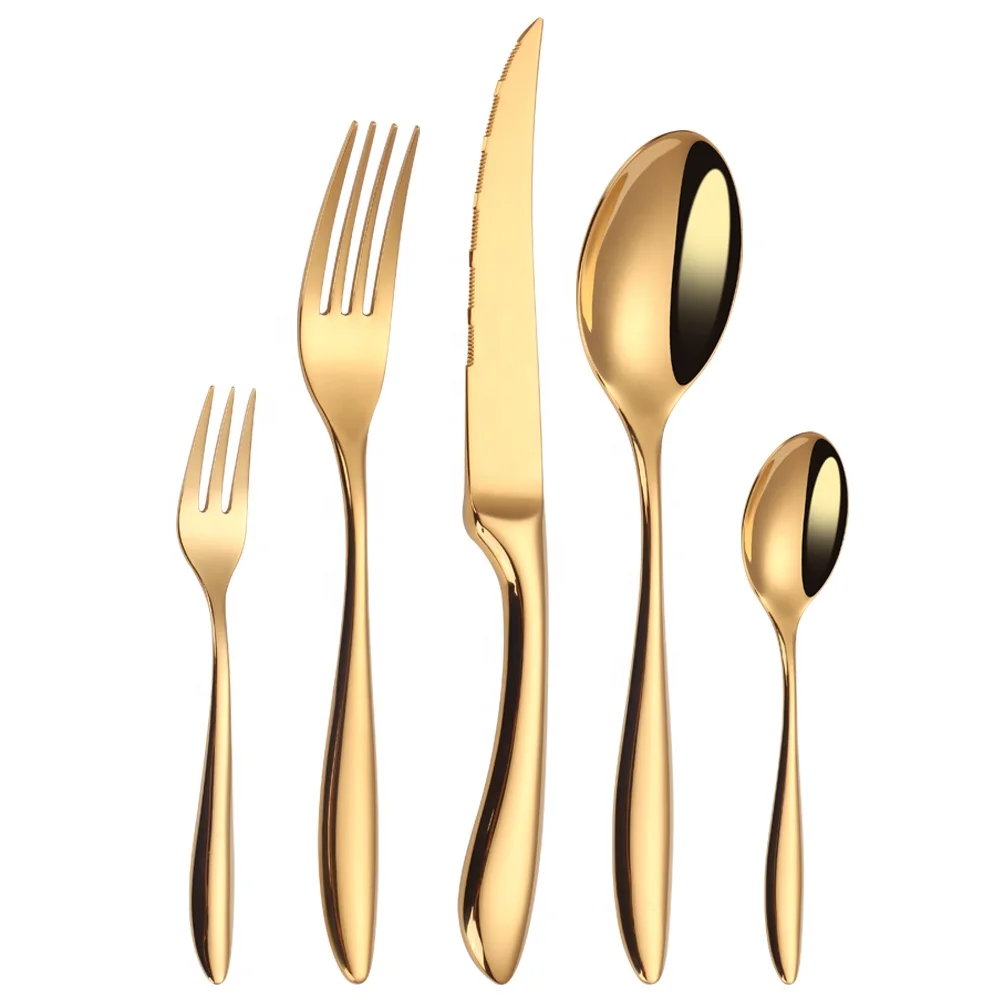 Luxury Unique Silverware Wedding Restaurants Knife Fork Spoon 304 Stainless Steel Cutlery Gold Flatware Set