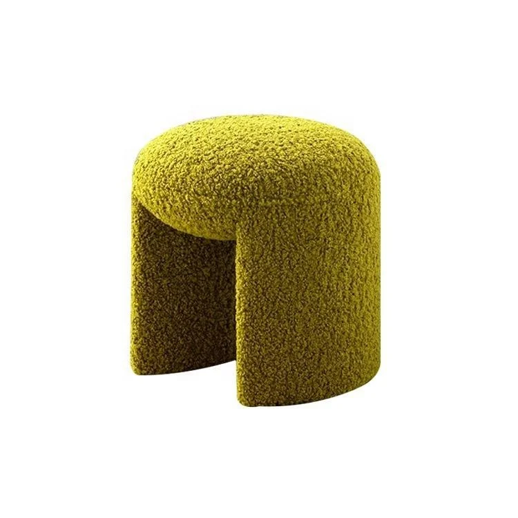 Nordic simple modern low small cute ottoman personality design lamb velvet round stool change stools