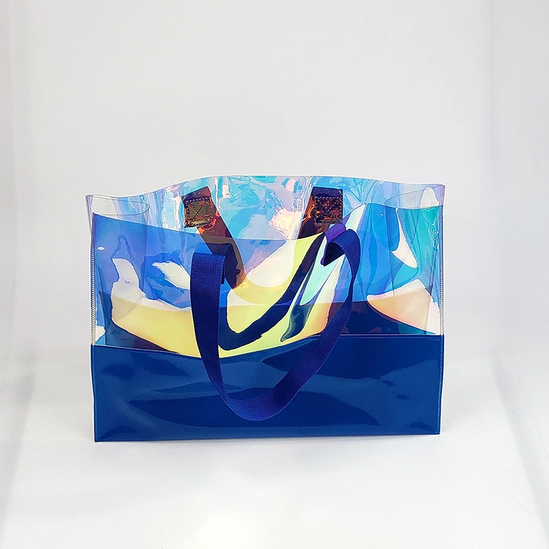 Printed Women Holographic Laser Tote Bag PVC Handbag Clear Shoulder Beach Gift Bag