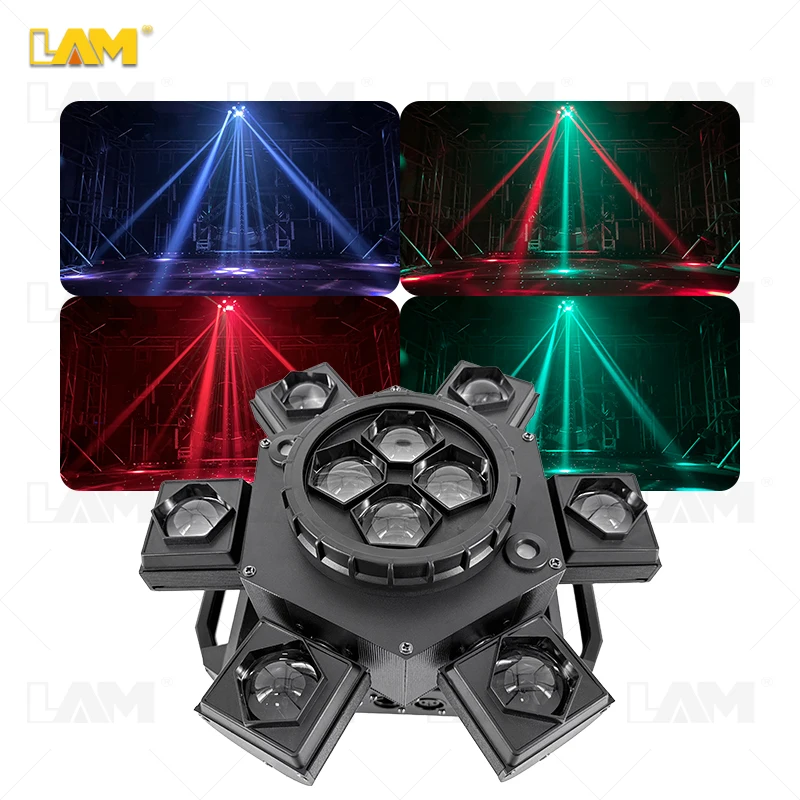 LED 6 Arm Beam 4 Bee Eyes Moving Head Light With Laser Effect Alloy Shell 6pcs 10W RGBW 4in1 Beam Lights For DJ Disco Club Party