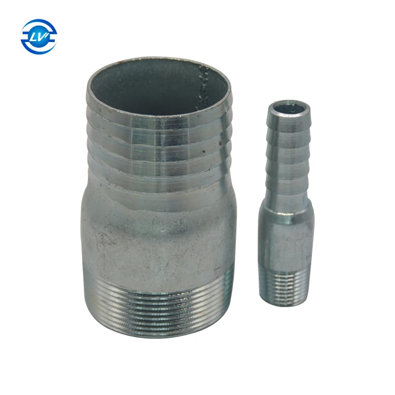 Carbon Steel Pipe Fittings Gi king Nipple BSPT King Combination Nipple Hose Tail Male Zinc Plated Crimp BSPT / NPT KC Nipple