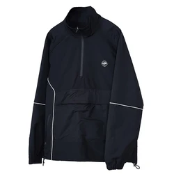 New design high street windbreaker reflective coats pullover black half zip sportswear bomber techwear jackets