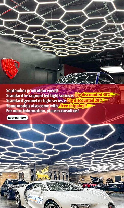 High Effective Various Shapes Detailing Hexagon Studio Garage Car Beauty Repair Light