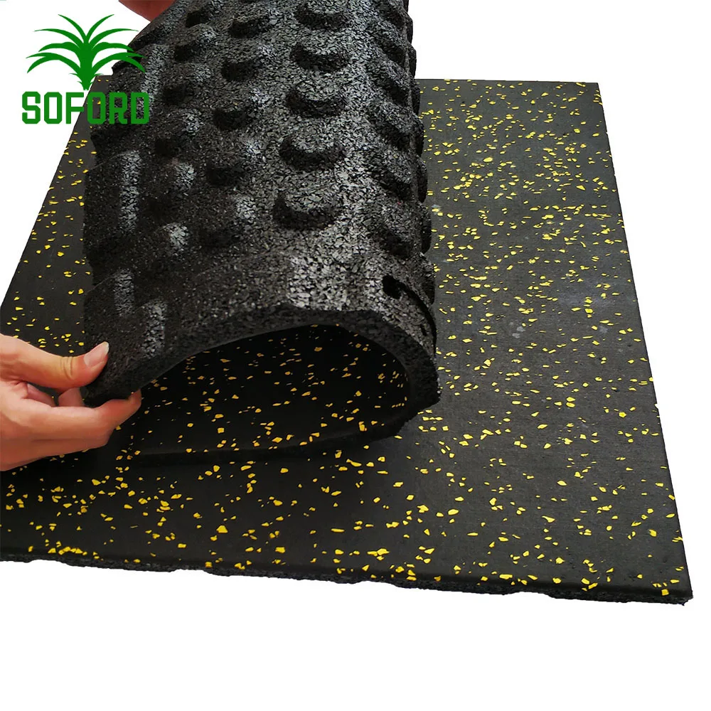 Eco-friendly 20mm sound insulation Gym exercise white rubber floor mats