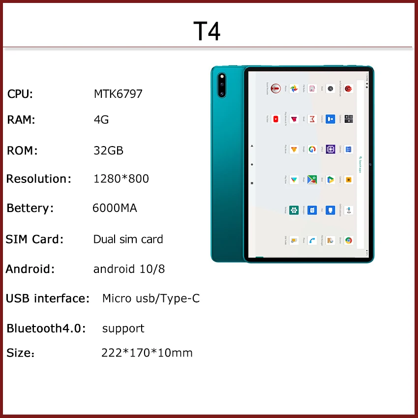 Профессиональный планшет Mediatek Tab T906 акриловый с Gps 8 дюймов