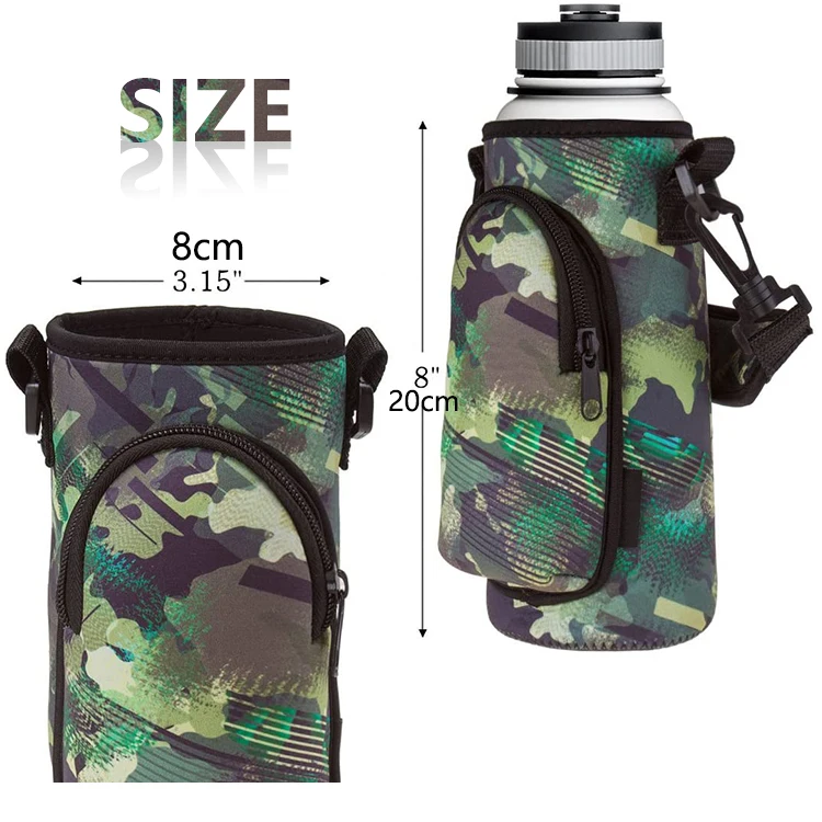 Hot Selling 64 oz Neoprene Large Bottle Cover Cooler Sleeve Insulator Carrier Bag Water Bottle Holder with Shoulder Strap