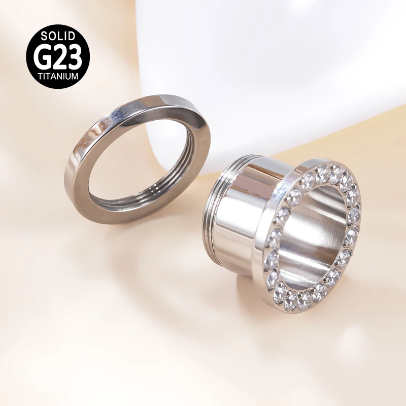 High Quality Hot Sale ASTM F136 Titanium Lined Rim Screw Fit Flesh Tunnel  Piercing Fashion Jewelry For Women
