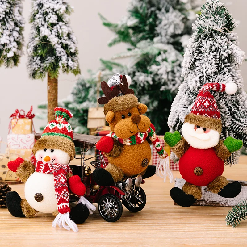Wholesale Christmas Hanging Toys With Light Santa Pendant Snowman Elk Light Up Doll For Festival Gift Home Decoration