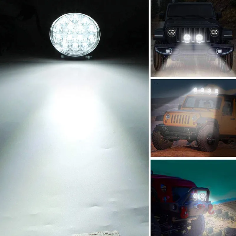 Motorcycle Spotlight 42W 6000K 4200LM Circular Waterproof LED Work Light for Off-Road Suv / Boat / 4X4 Jeep / Truck
