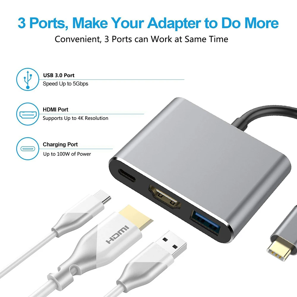 Hot Selling USB3.0 Hub 4K 60Hz 8K Type C to HD-MI Adapter