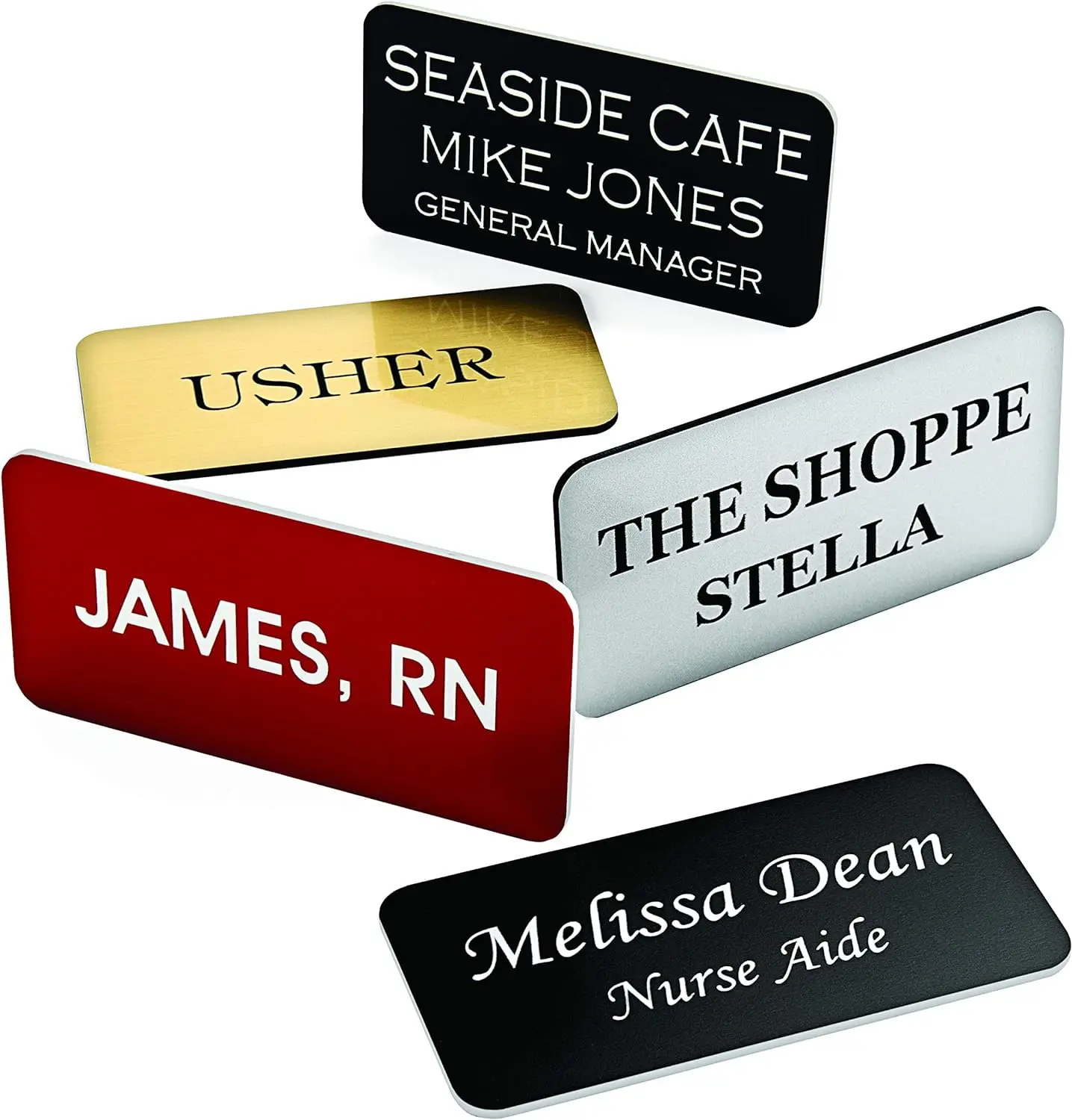 Custom Engraved Name Tag Badges Blank Gold Metal Aluminum Sublimation Magnetic Name Badge With Pin For Office Uniform