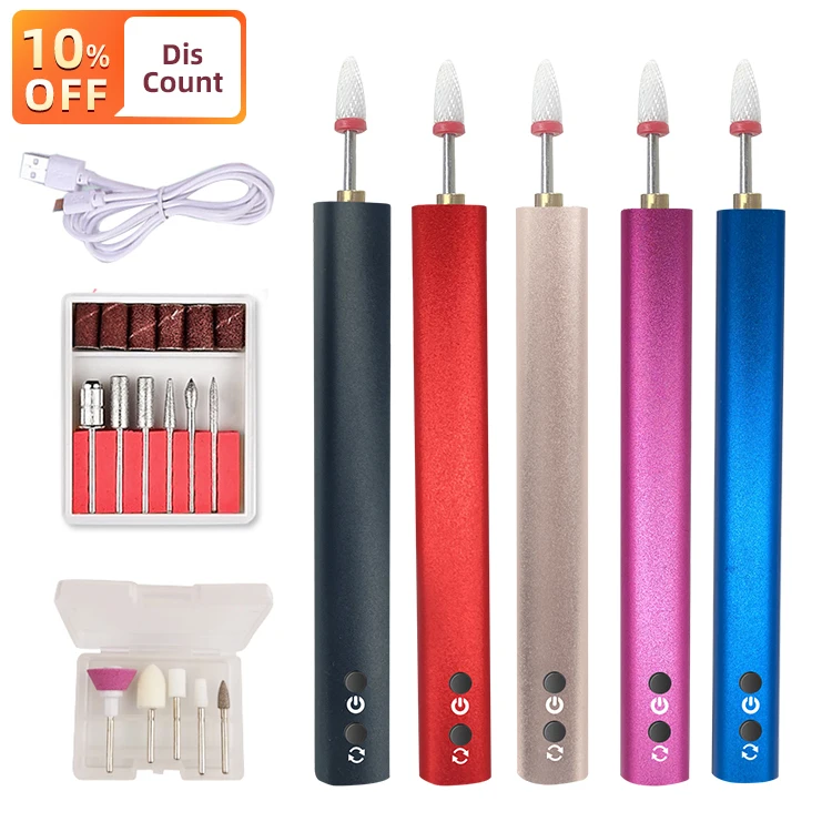 Mini Pro Ceramic Drill Tip Organic Gel Nail Removal Miss Golden Rose Color Changing No Label Case Storage Nail Polish Nail Drill