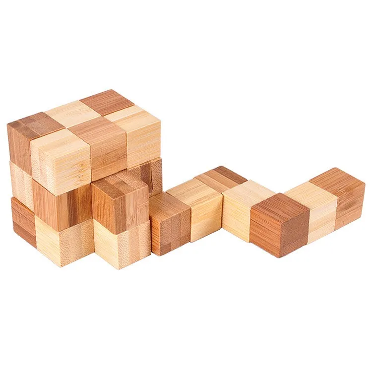 Custom Wooden Cube Puzzle kongming luban lock with Toys