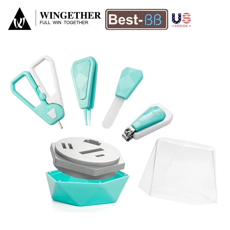 Wingether, лидер продаж, в наличии, экологически чистый инструмент для ухода за младенцами 4 в 1, маникюрный набор для детей, набор для ухода за младенцами, подарочный набор для новорожденных