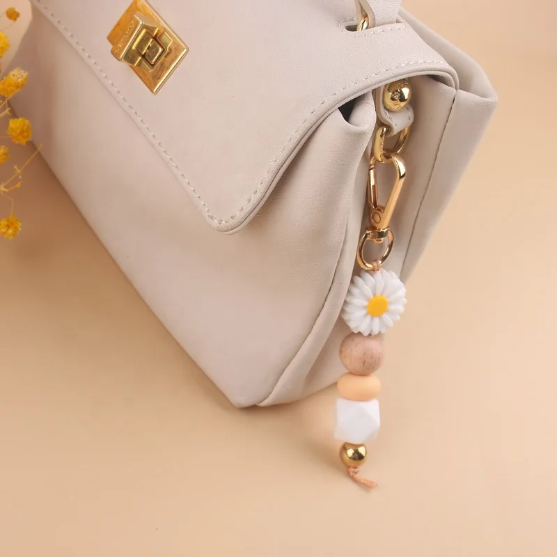 New Creative Silicone Beads Keychain DIY Handmade Bag Pendant Beaded Silicone Keychains