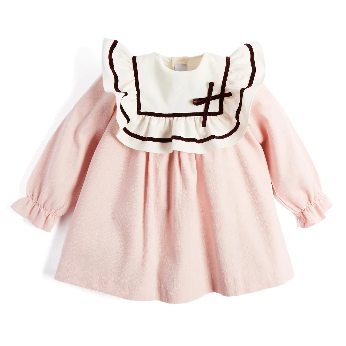 2022 New Design Children Clothing Long Sleeve 100% Cotton Bow Custom Girls Casual Dress