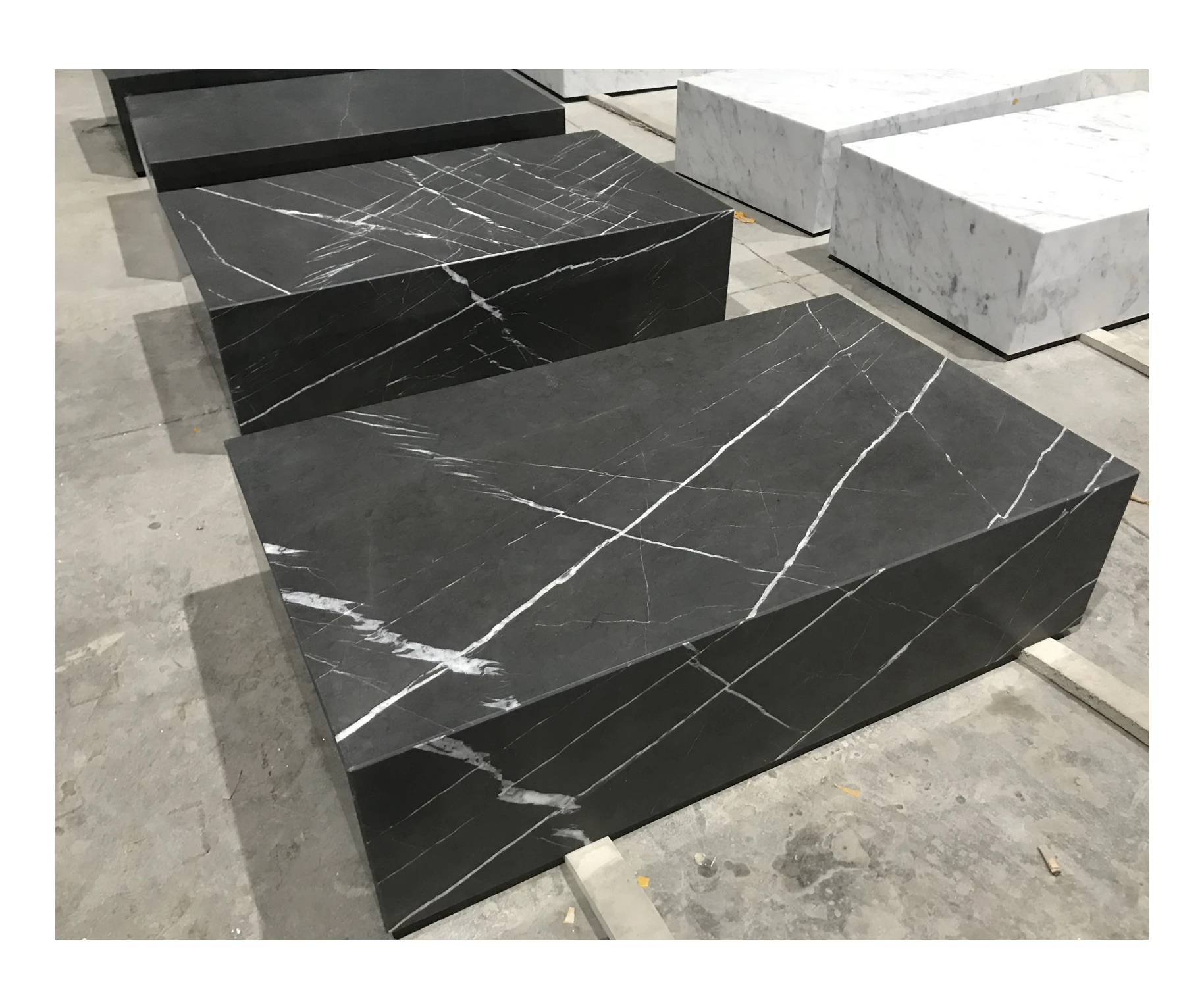 Недорогой черно-белый мраморный плинт черный Маркина журнальный столик каменная подставка стенд дисплей боковой столик