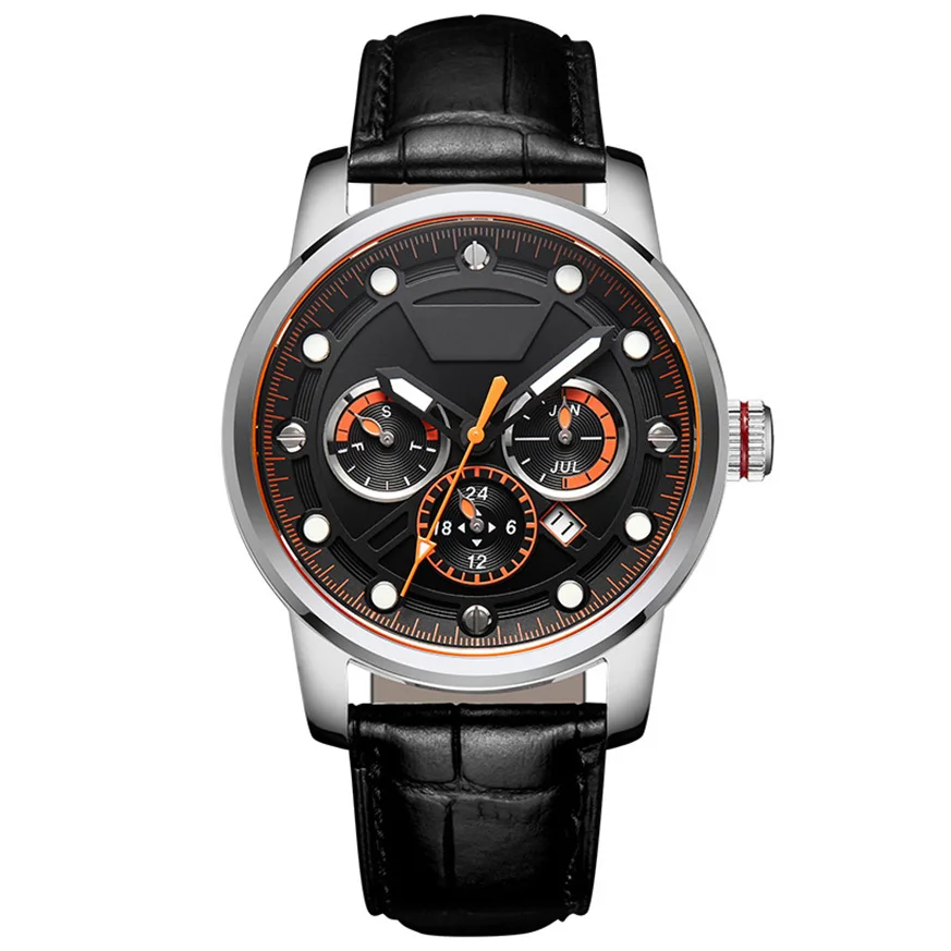 Top grade stainless steel case complete calendar Miyota movement leisure men mechanical wristwatch