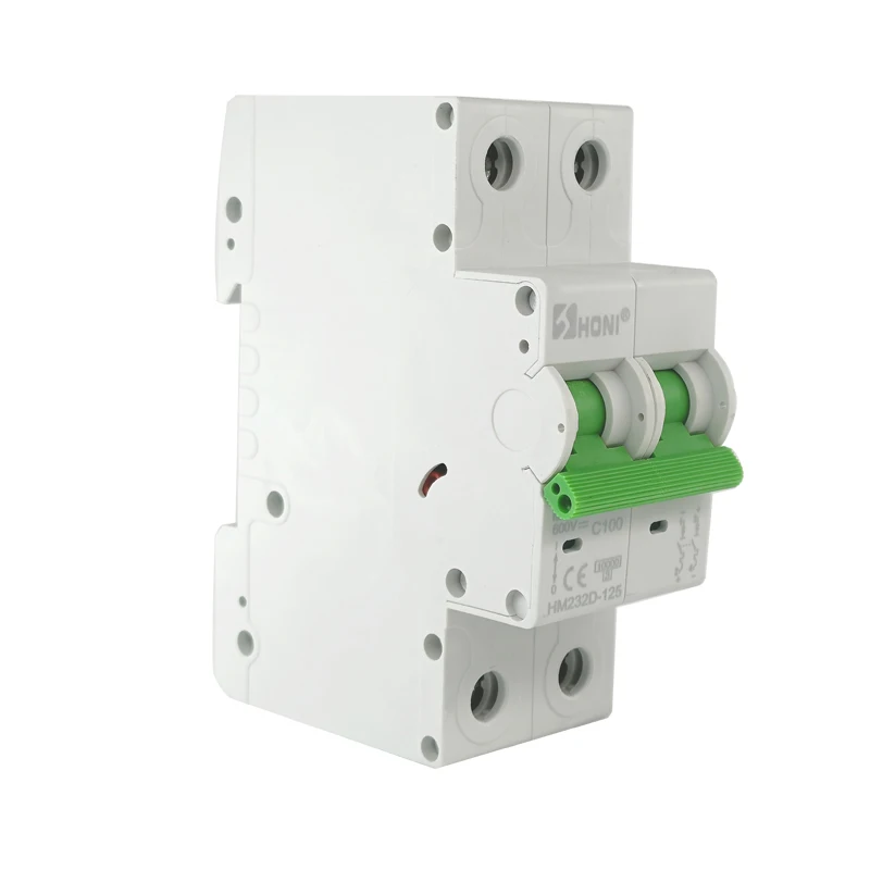 Factory Sale18mm 2p 500V 1000V 1200V 63a100a 125a ce dc mcb Solar dc circuit breaker