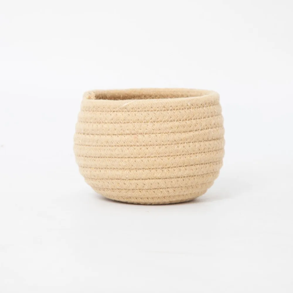 Hot selling Baby Mini Brown Cotton Rope Basket Woven Storage Basket