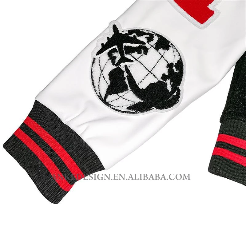 Varsity Jacket Leather Sleeves Black And White Varsity Jacket Bomber Cropped Jacket For Men