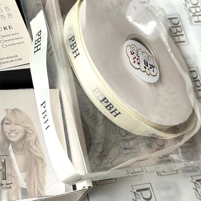Custom All Kinds of Packaging Wig Box Edge Brush Thank You Cards Hair Packaging Set with Ribbon