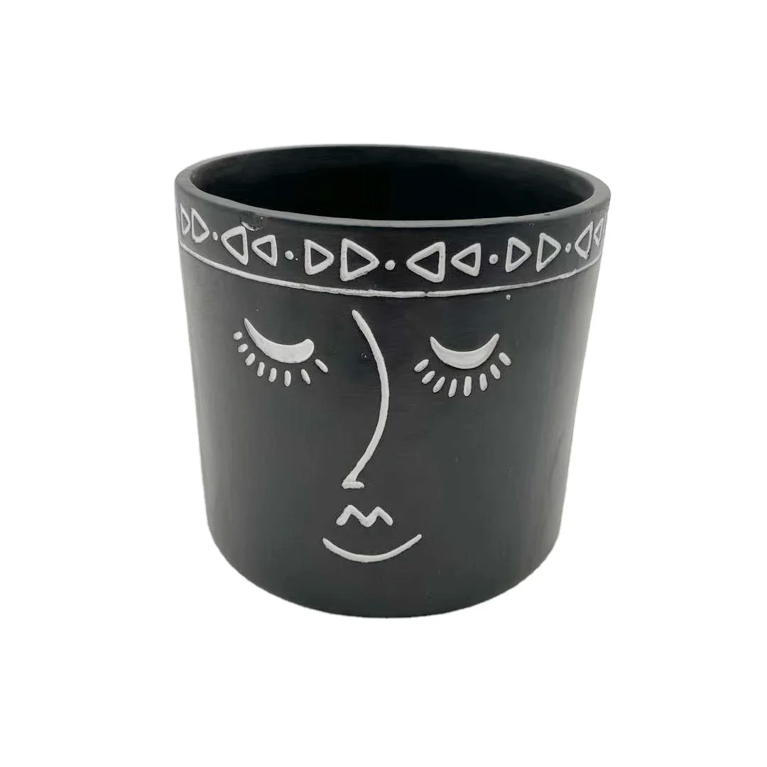 Ceramic human face planter ceramic flower pot white design