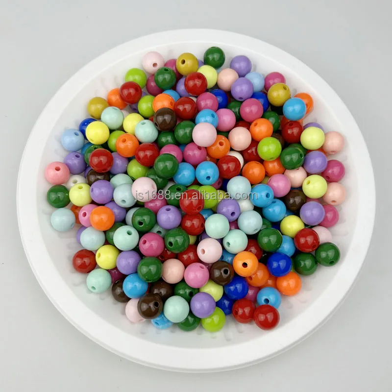 RTS fashion 6-20mm colorful round Acrylic Beads Plastic Bubblegum Beads for bag making Crafts loose Beads accessories