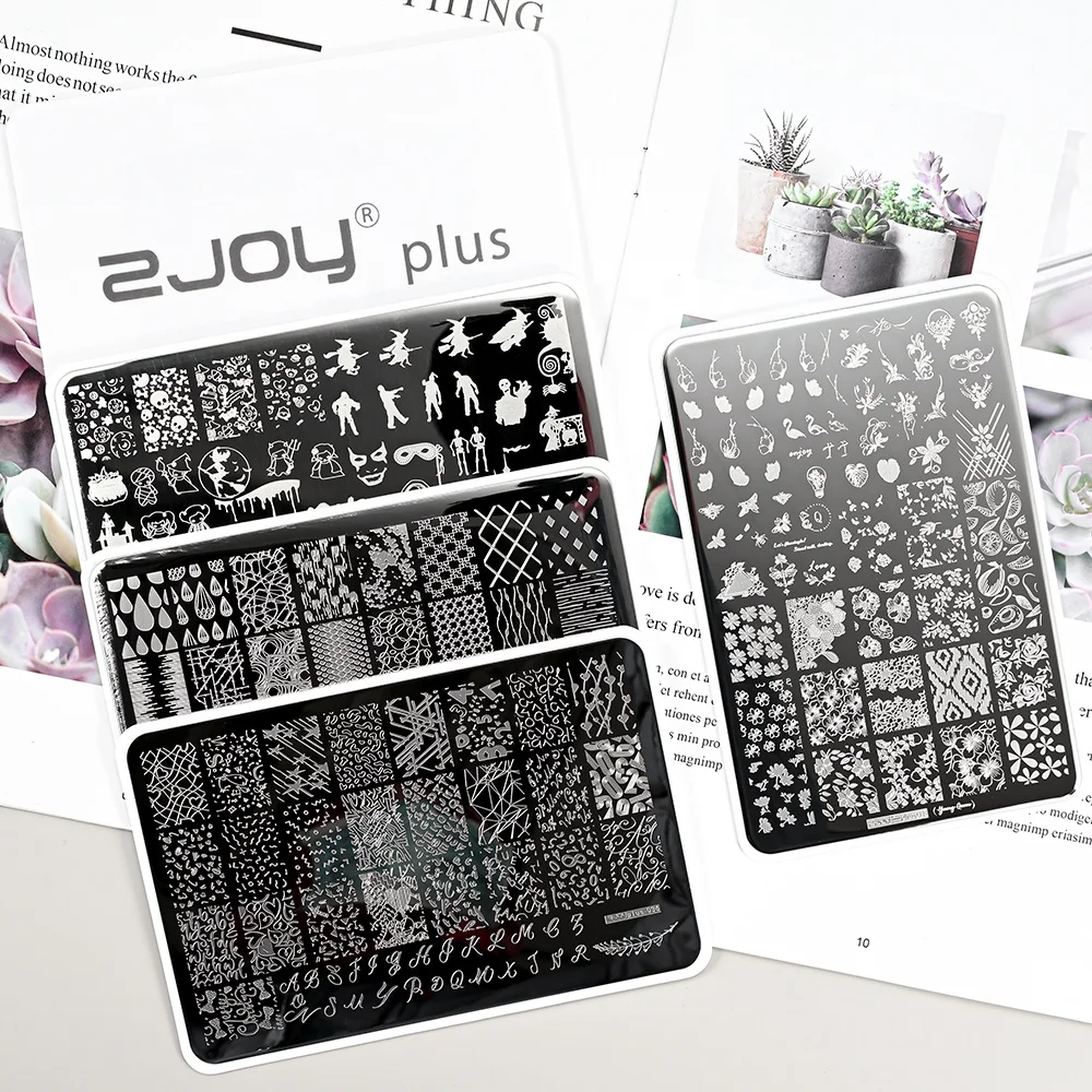 Nail Art Stamping Plate French Line Stripe Design Nail Polish Flower Leaf Printing Stamp Template Tool Plate Manicures