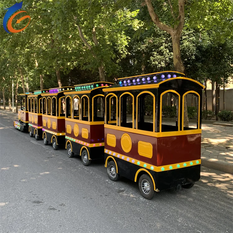 Tourist Attraction Big Sightseeing Trackless Road Steam Effect Tour Train Ride for Adult on sale