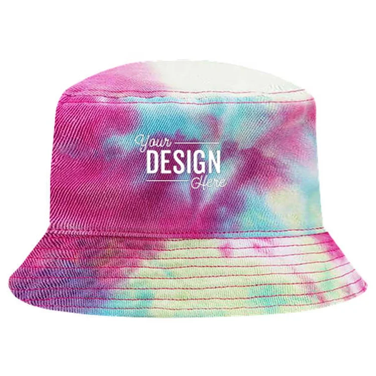 Custom Die Cut Woven Patch Label Summer Beach Children Hats Kids Pastel Bucket Hat