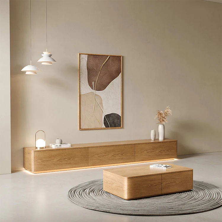 New Modern Wood Furniture TV Stands for Living Room TV Cabinet and Coffee Table Set Media Console TV Unit Wall