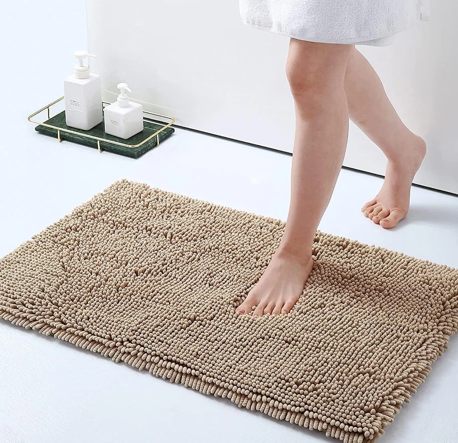 Anti Slip Textured Eco Friendly Non Toxic Bath Floor Mat Hot Sale Standing Mat Polyester Carpet Woven Modern Rectangle Washable