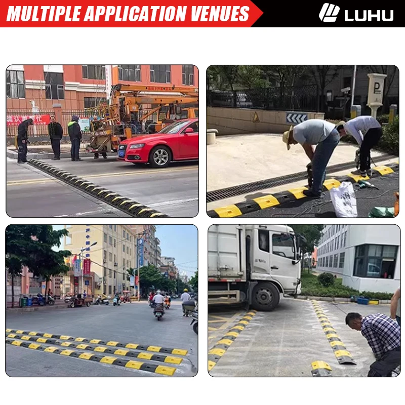 Yellow Black Rubber Speed Hump For Traffic safety roads