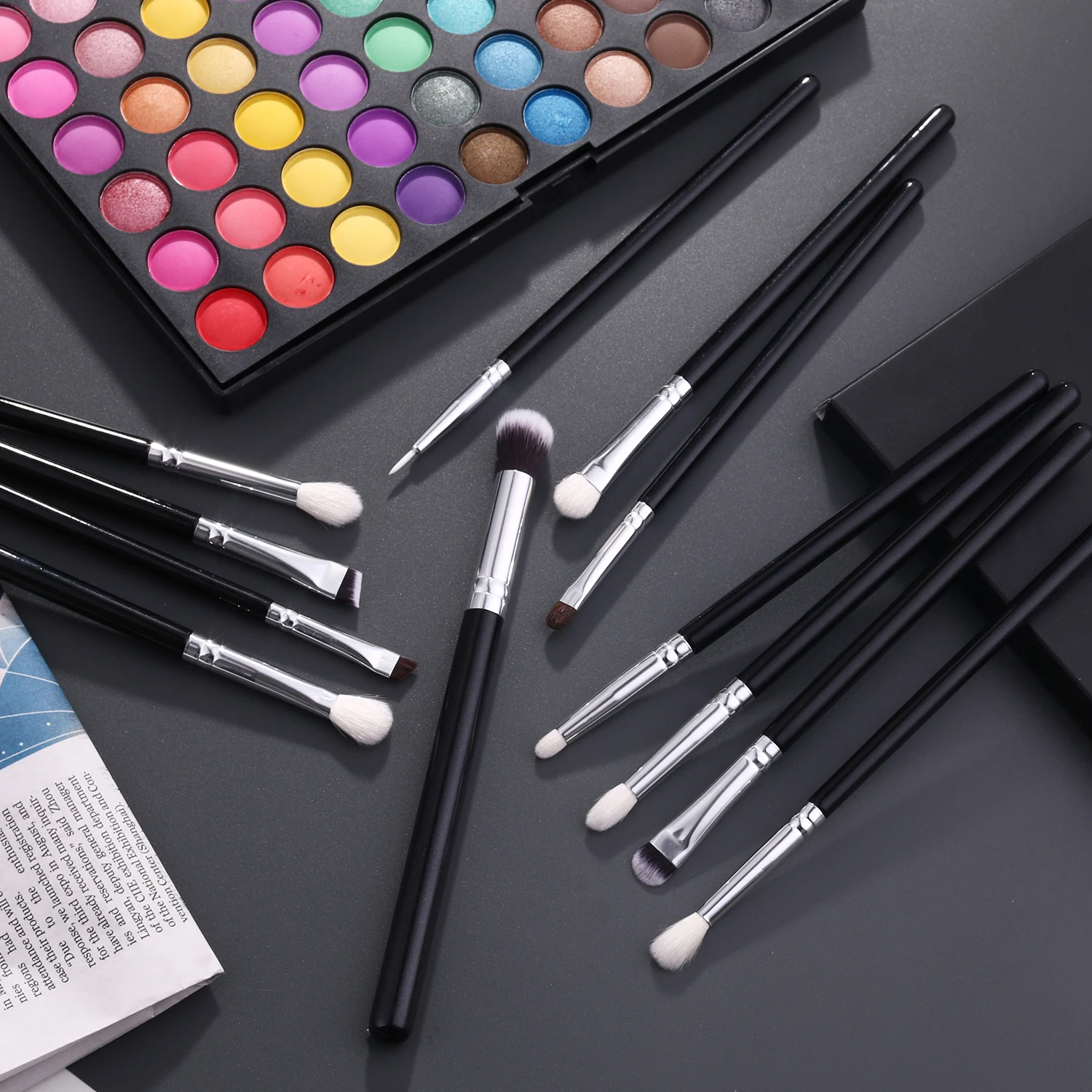 IPRESTA BRUSH--12PCS natural animal hair goat hair makeup brush set portable makeup brushes private label low moq