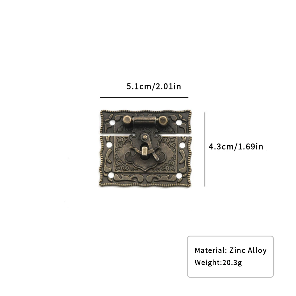 Exquisite Chinese Antique Packaging Box: Zinc Alloy Retro Box Buckle Set for Gift, Wine, and Luggage Accessories