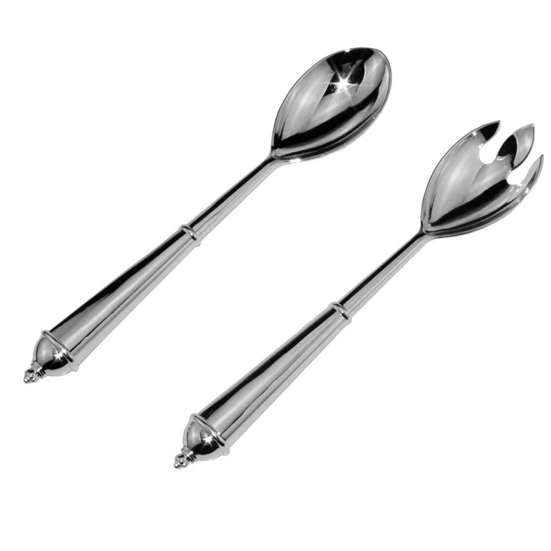 
bulk multifunction metal vegetable fruit mixing tools custom cuchara silver tenedor long handle big salad spoon and fork set 