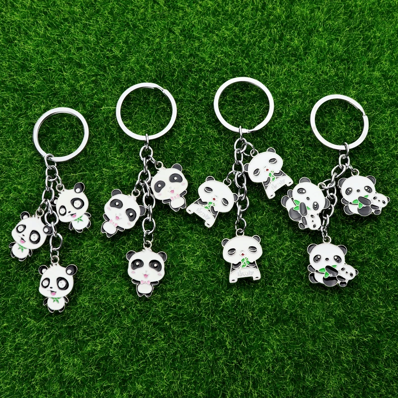 Xun Xin Customize 2D Cute Enamel Keychain Panda Key Ring Cartoon Animal Key Chains Souvenir Gifts For Women Men Keychain