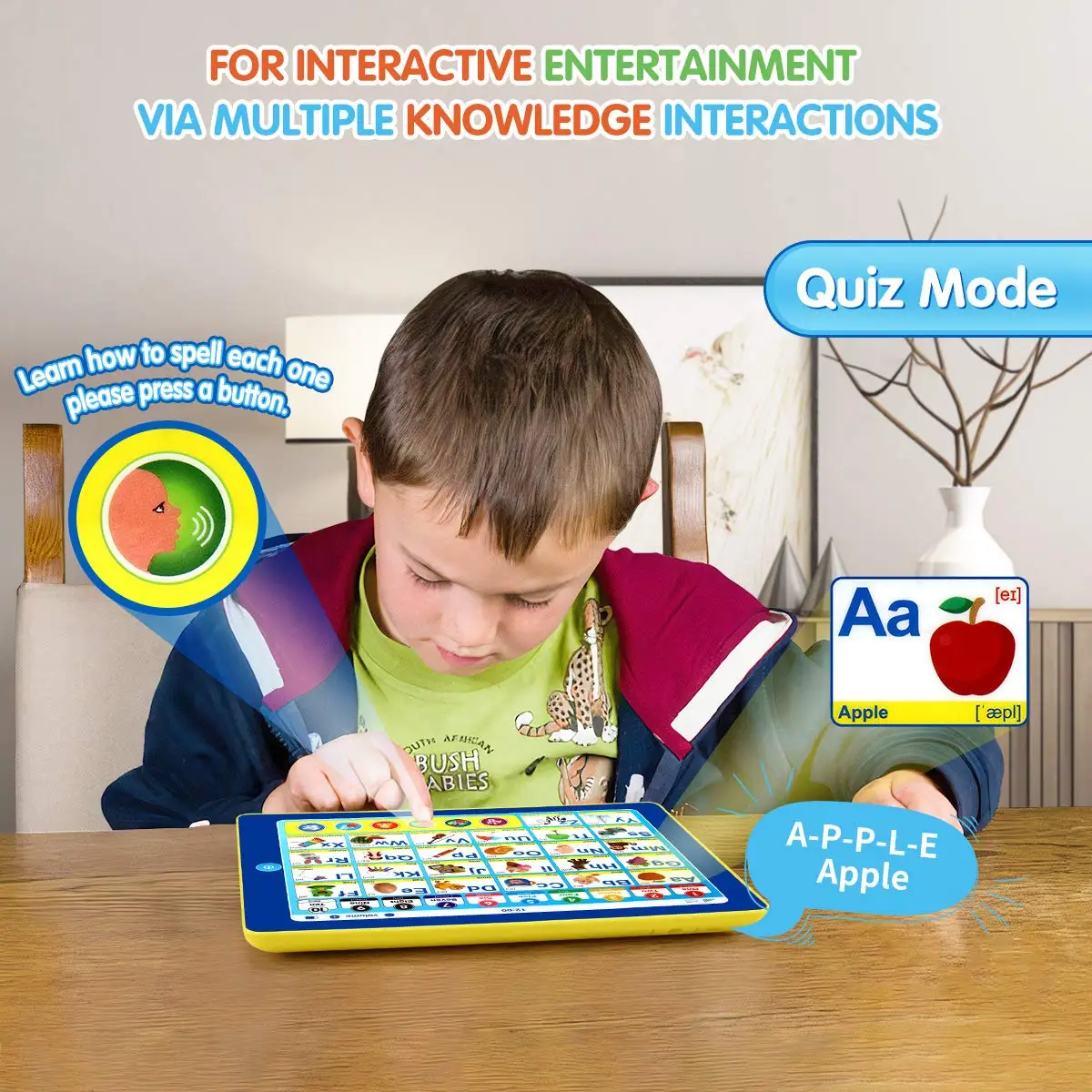 6-in-1 Kids Tablet with Interactive Educational Electronic Toys Makes Learning Fun, Toddler Learning Toys Gifts